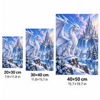 Ice Dragon Winter Castle Diamond Painting Kit size guide