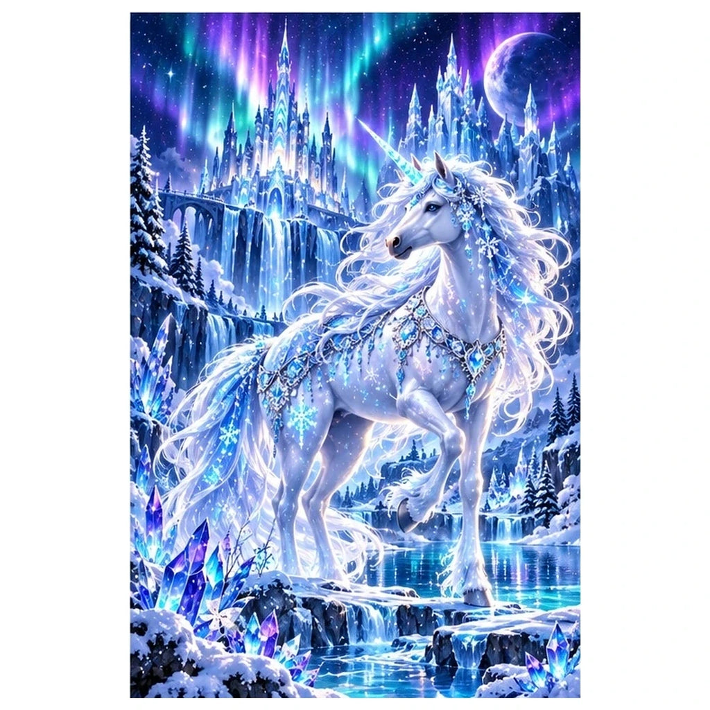 Ice Unicorn Aurora Palace original artwork on white
