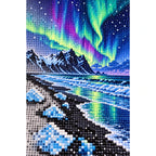 Iceland Aurora Black Beach diamond and canvas detail