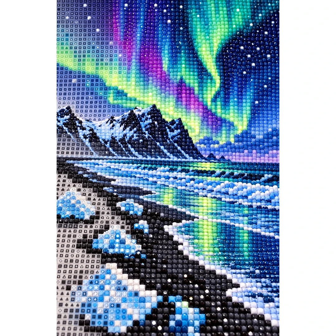 Iceland Aurora Black Beach diamond and canvas detail
