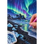 Iceland Aurora Black Beach diamond placement process