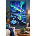 Iceland Aurora Black Beach home decor scene