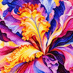 Close-up of diamond drill details in iris in bloom.