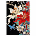 Original artwork showing ivory and scarlet flowers with a decorative butterfly.