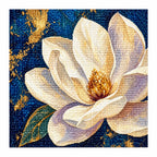 White-background finished diamond painting of Ivory Blossom On Midnight