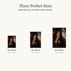 Three size options for the Ivory Owl Priestess diamond painting kit.