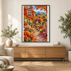 Ivy Cottage Autumn Garden — finished diamond painting displayed in a home interior