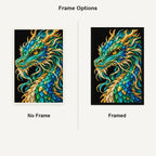 Jade Tempest Mosaic Dragon No Frame and Framed style comparison
