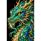 Jade Tempest Mosaic Dragon original artwork on white background