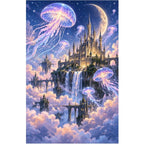 Jellyfish Moon Castle Diamond Painting Kit original artwork on white background