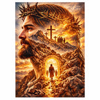 Finished Jesus with crown of thorns diamond painting with sparkling drills