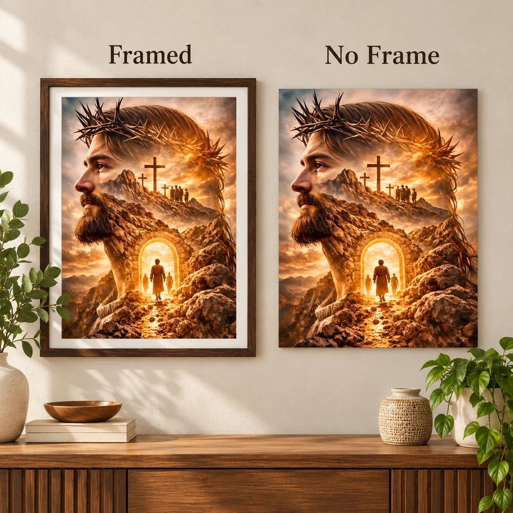 Framed and no-frame options for the crown of thorns diamond painting