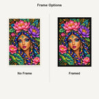 Jeweled Lotus Queen Diamond Painting Kit — No Frame and Framed comparison