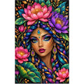 Jeweled Lotus Queen Diamond Painting Kit — original white-background artwork