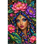 Jeweled Lotus Queen Diamond Painting Kit — original white-background artwork
