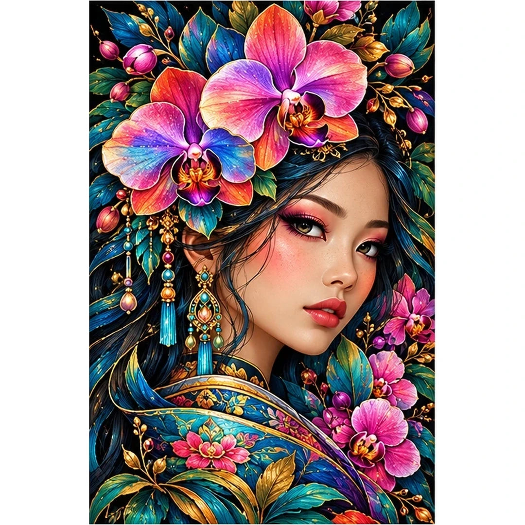 Jeweled Orchid Beauty Diamond Painting Kit — original white-background artwork