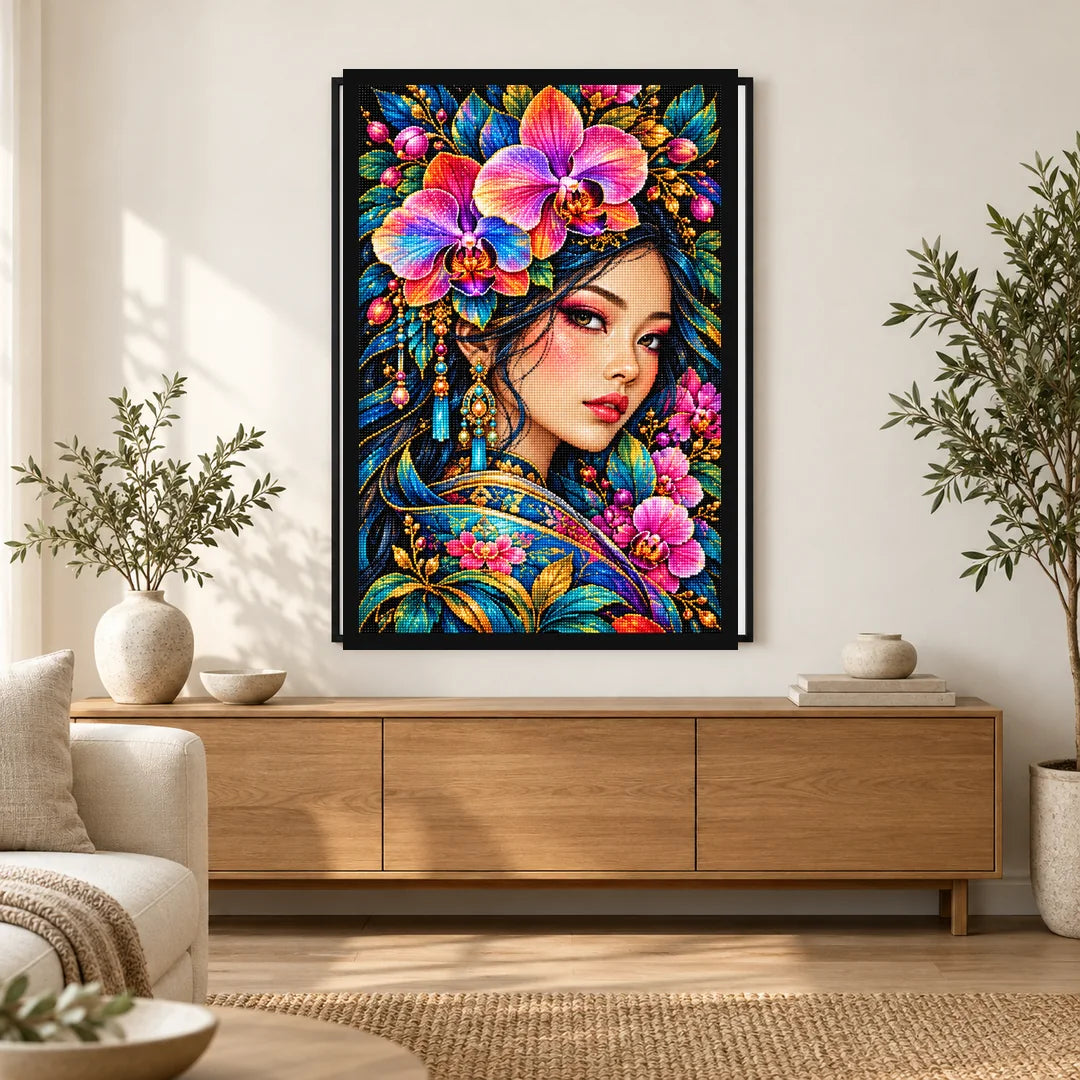 Jeweled Orchid Beauty Diamond Painting Kit — Home decor scene
