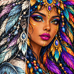 Jeweled Peacock Queen Diamond Painting Kit — Diamond and canvas detail