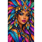 Jeweled Peacock Queen Diamond Painting Kit — Finished white-background diamond painting
