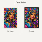 Jeweled Peacock Queen Diamond Painting Kit — No Frame and Framed comparison