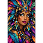 Jeweled Peacock Queen Diamond Painting Kit — original white-background artwork