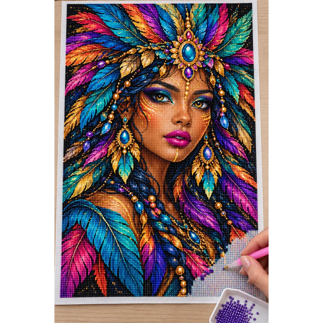 Jeweled Peacock Queen Diamond Painting Kit — Diamond painting process