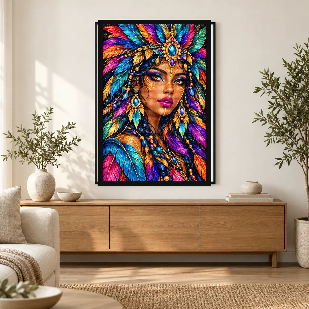 Jeweled Peacock Queen Diamond Painting Kit — Home decor scene