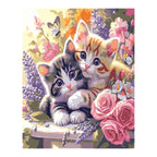 Kittens in Spring Flowers and Butterflies completed artwork on a clean white background