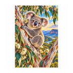 White-background finished diamond painting of Koala Eucalyptus.