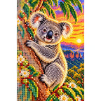 Koala Eucalyptus Sunrise Diamond Painting Kit — canvas and drill material detail