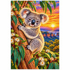 Koala Eucalyptus Sunrise Diamond Painting Kit — finished diamond painting on white background