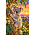 Koala Eucalyptus Sunrise Diamond Painting Kit — original white-background artwork