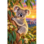 Koala Eucalyptus Sunrise Diamond Painting Kit — original white-background artwork