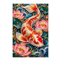 Original white-background artwork of Koi Lotus Ornament Frame
