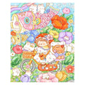 White-background original artwork of children and playful characters beneath Japanese carp streamers