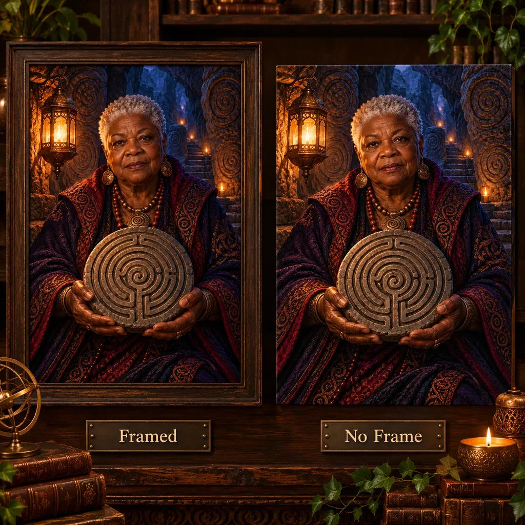 Framed and no-frame comparison for the labyrinth elder oracle design