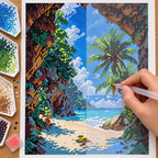 Diamond painting process for Lagoon Through The Arch Diamond Painting Kit