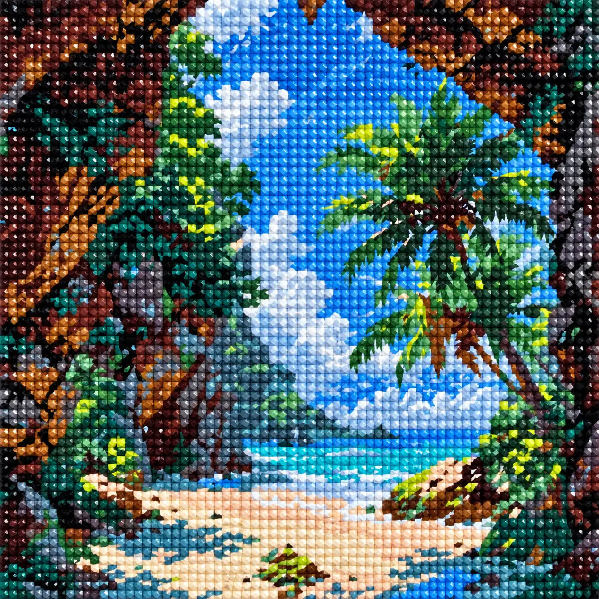 Diamond detail for Lagoon Through The Arch Diamond Painting Kit