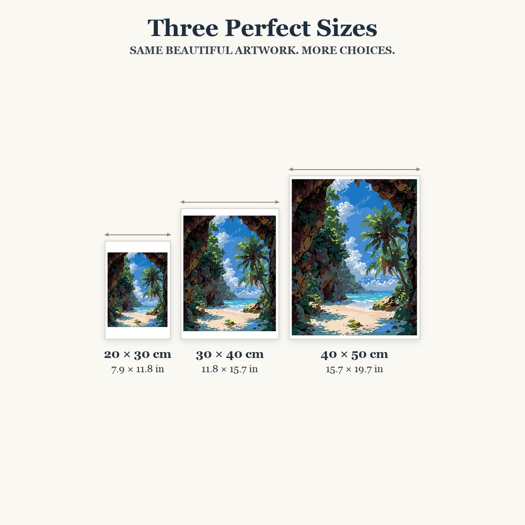Size guide for Lagoon Through The Arch Diamond Painting Kit