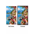 Lake Como Flower Harbor No Frame and Framed comparison