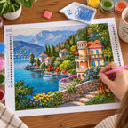 Lake Como Villa Diamond Painting Kit diamond painting process