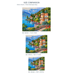 Lake Como Villa Diamond Painting Kit diamond painting landscape size comparison