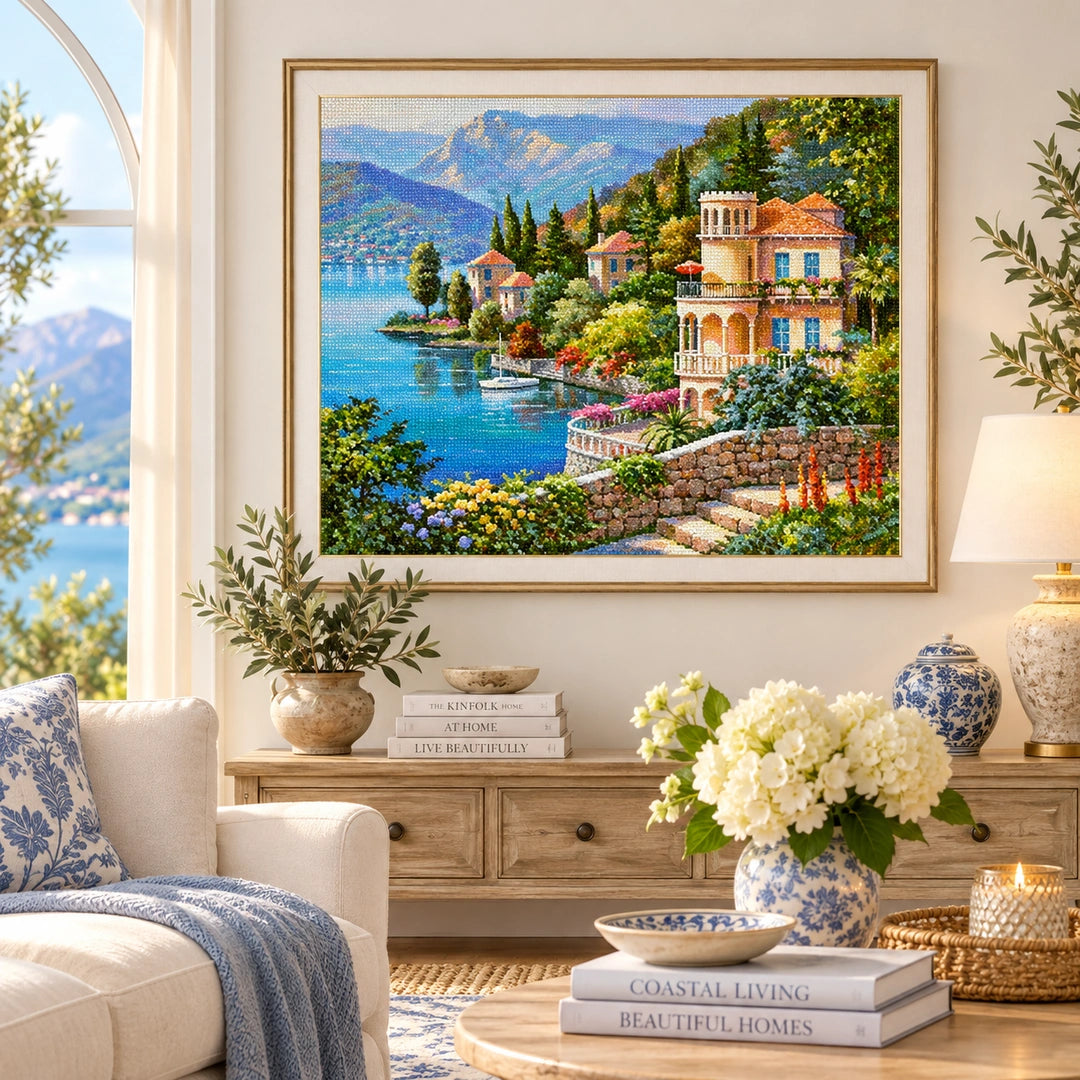 Lake Como Villa Diamond Painting Kit diamond painting home decor scene