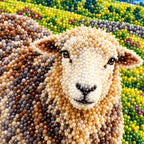 Close-up of faceted diamond drills forming a sheep in the Lake District landscape