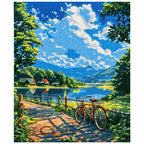 Finished diamond painting for Lakeside Afternoon Ride Diamond Painting Kit