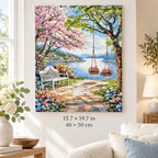 Lakeside Blossom Garden Swing shown in a styled room with 15.7 × 19.7 in and 40 × 50 cm dimensions