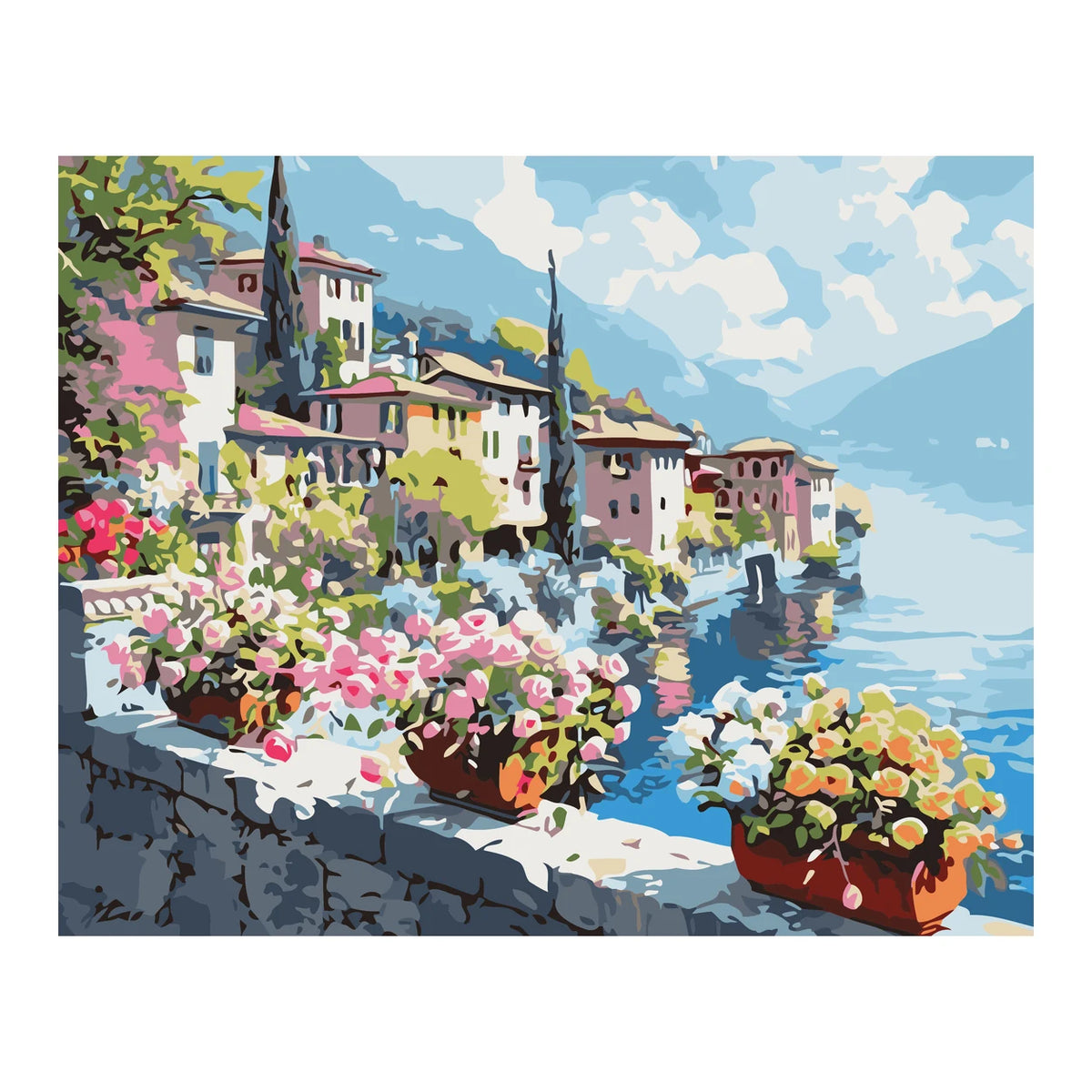 Lakeside Village Flower Terrace completed artwork on a clean white background
