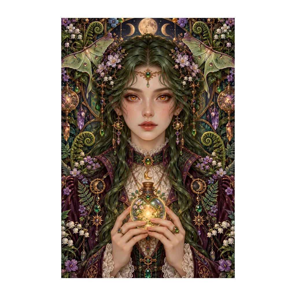Original white-background artwork of Lantern Moth Alchemist
