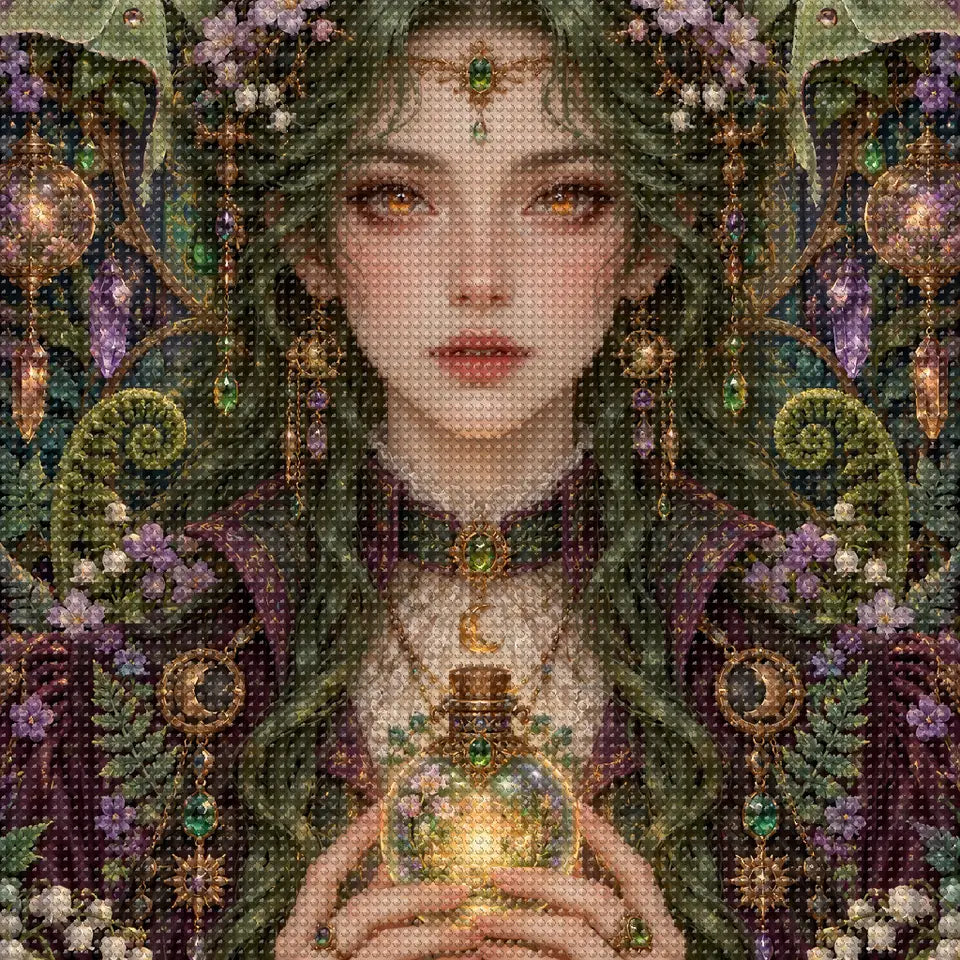 Close-up of sparkling drills on the Lantern Moth Alchemist design