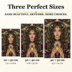 Lantern Moth Alchemist diamond painting in 20 by 30, 30 by 40, and 40 by 50 centimeter sizes